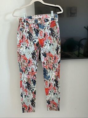 7 For All Mankind White Floral Print Jeans
